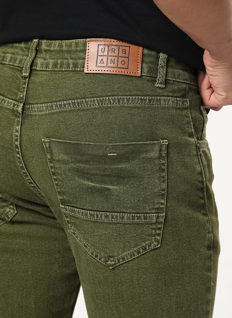 Urbano Fashion  Urbano Fashion Men's Light Green Regular Fit Heavy Washed Denim Jeans Stretchable for Men | Best Price UAE